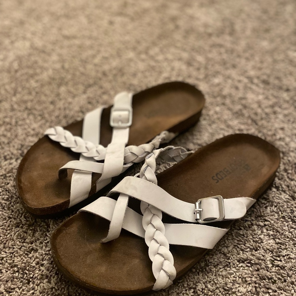 White Braided Strap Sandals